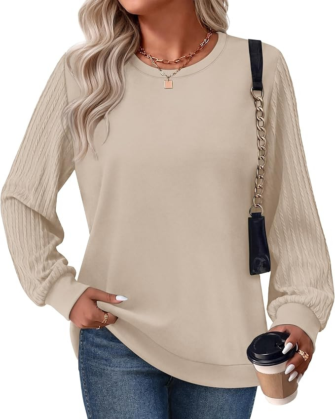 OFEEFAN Womens Sweatshirts Crewneck Long Sleeve Shirts Fall Top Color Block | Fall Outfits 2026,C... | Amazon (US)