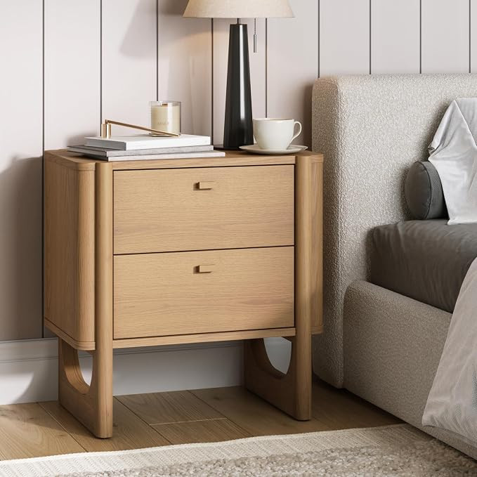 Nathan James Solace Mid Century Modern 2 Drawer Nightstand with Solid Wood Frame and Rounded Deta... | Amazon (US)