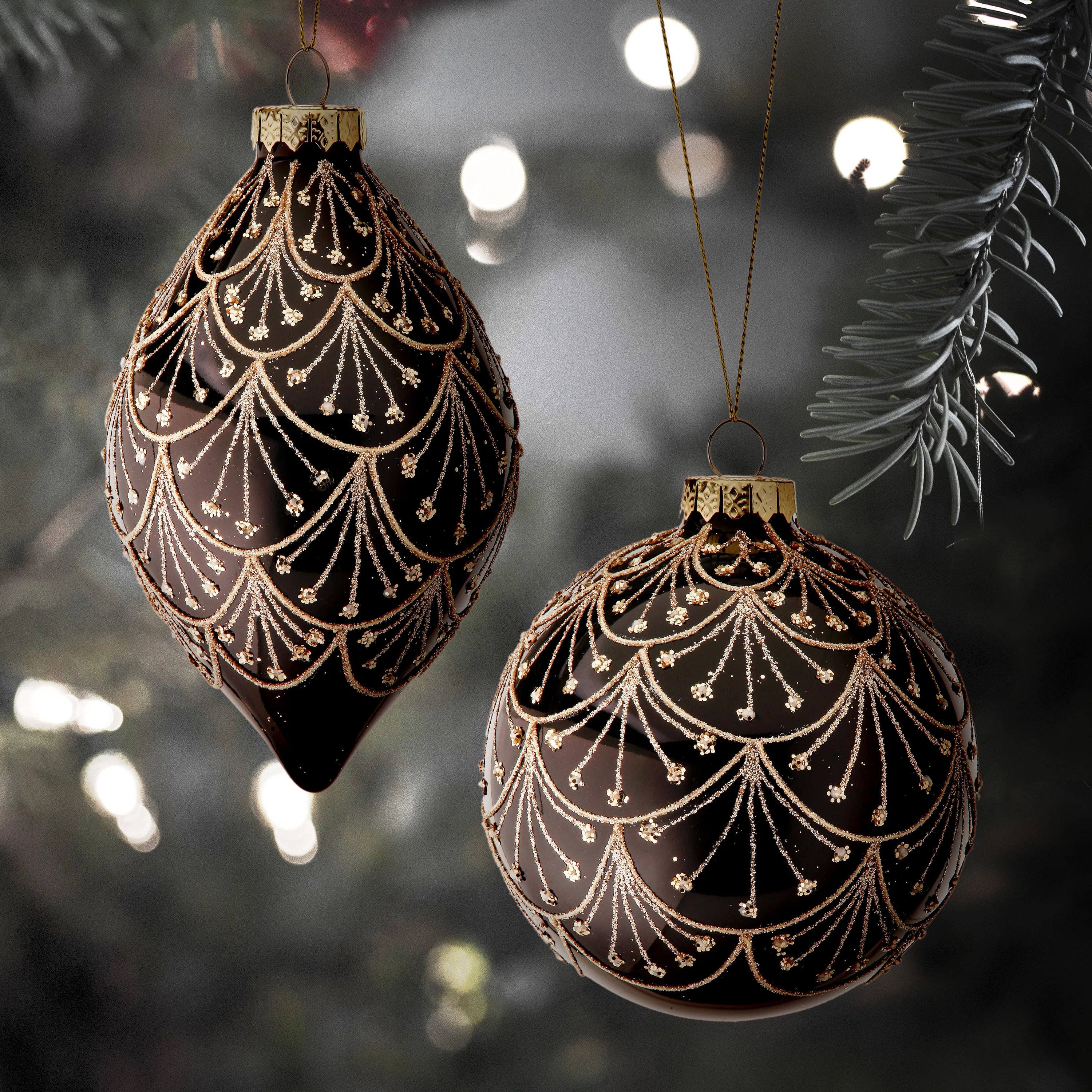 2 Piece Glass Art Drape Ball Ornament Set | Wayfair North America