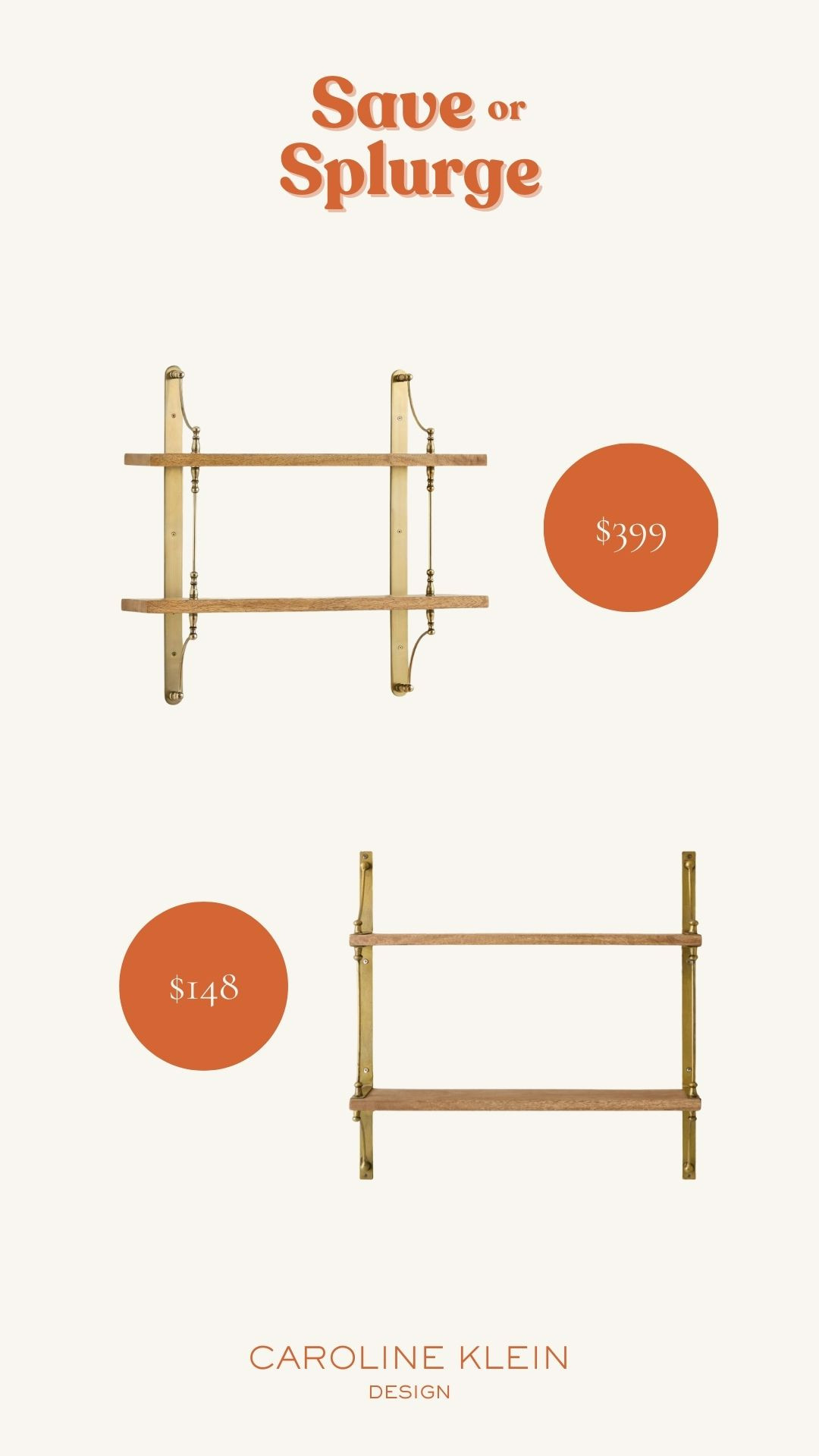 Save or Splurge: wood and brass two-tier shelves 

 #LTKHome