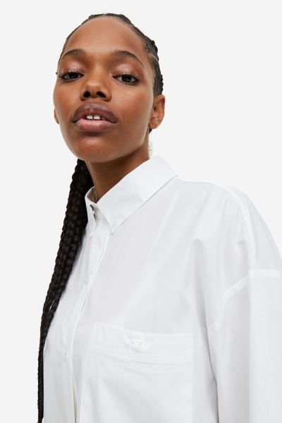 Oversized Poplin Shirt - White - Ladies | H&M US | H&M (US + CA)