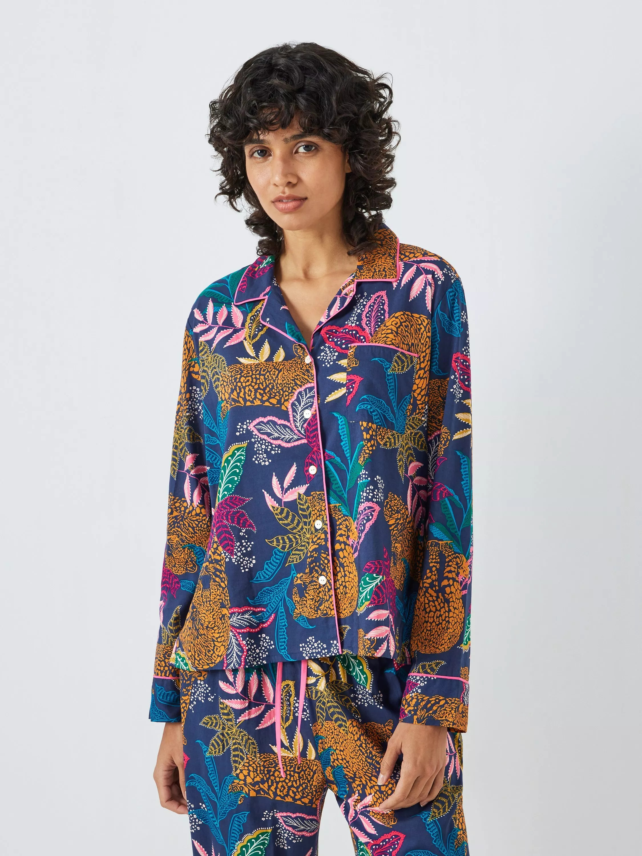 AND/ORMidnight Leopard Pyjama Shirt, Green/Multi | John Lewis (UK)