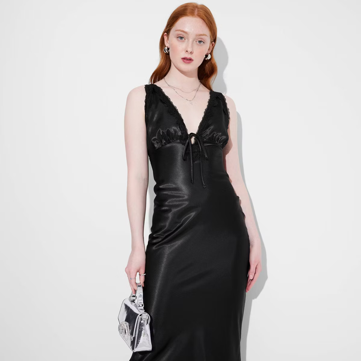 Women's Satin Lace Trim Midi Slip Dress - Wild Fable™ | Target