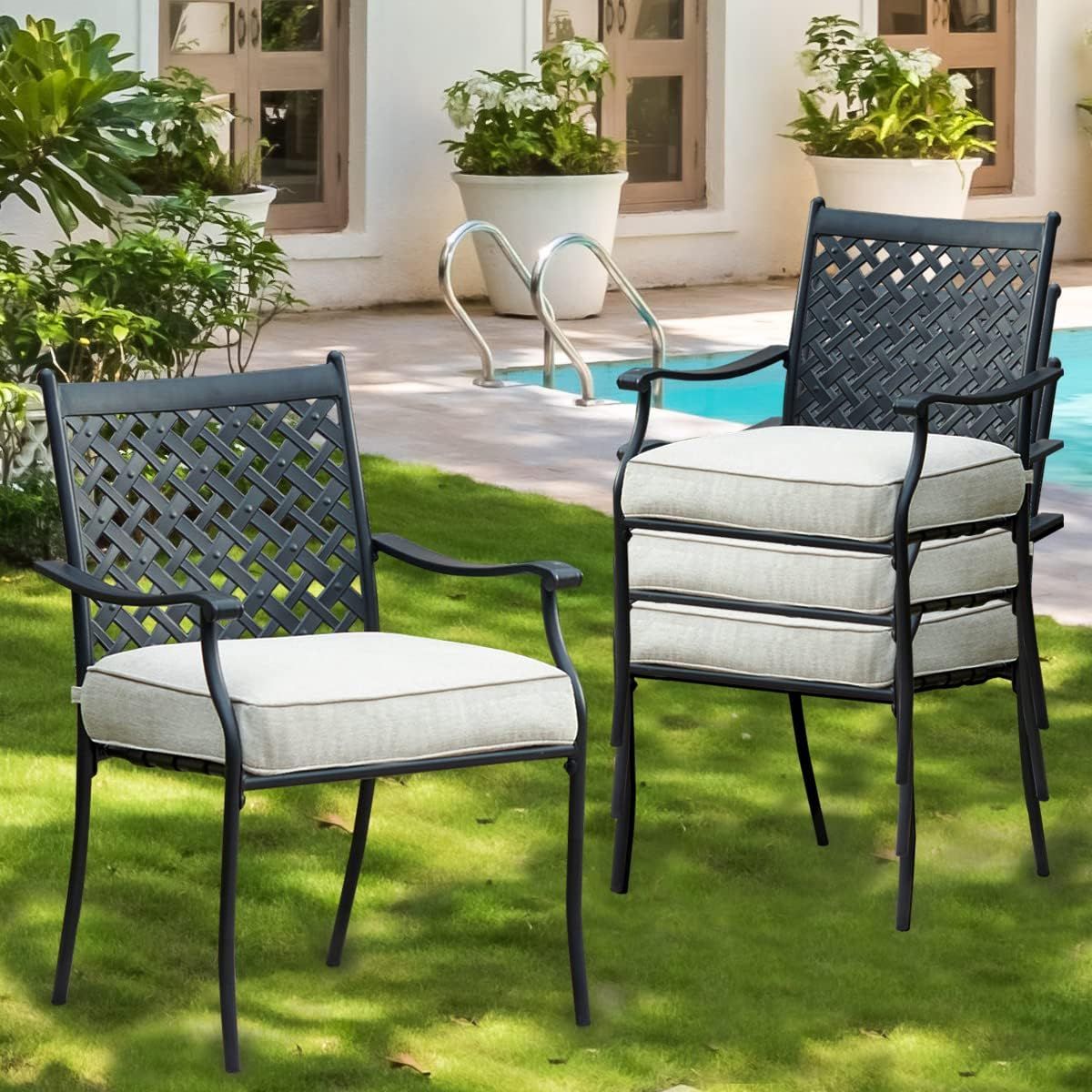 PatioFestival Patio Dining Chairs Stackable Outdoor Chairs Dining Furniture Set of 4,All Weather ... | Amazon (US)