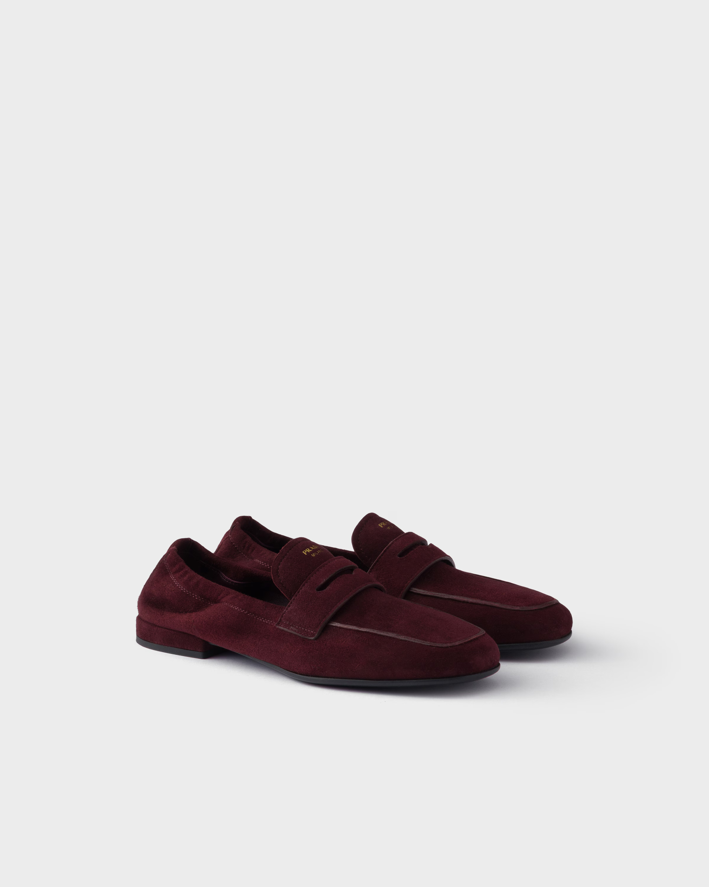 Shuffle antiqued suede loafers | Prada US