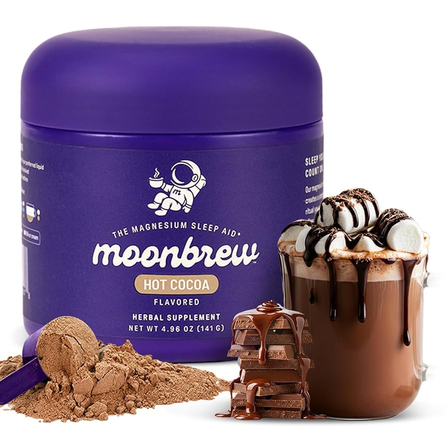 MoonBrew Nighttime Magnesium Hot Cocoa Jar, Natural Sleep Aid Drink Mix for Adults - Calming Mela... | Amazon (US)