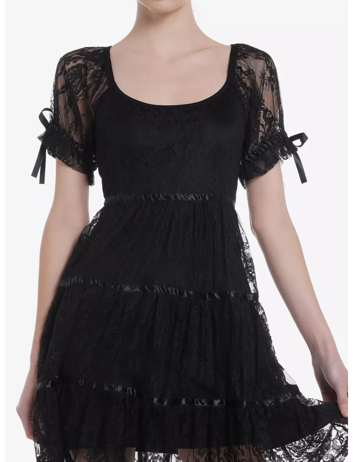 Cosmic Aura Black Lace Babydoll Tiered Dress | Hot Topic