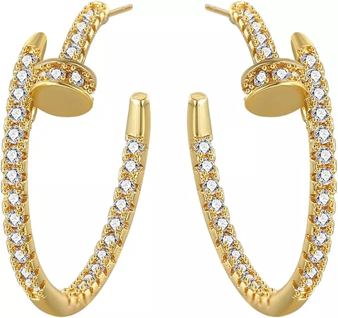 PICKBEAU Gold Nail Hoop Earrings … curated on LTK