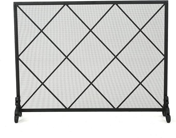 Christopher Knight Home Howell Single Panel Iron Fireplace Screen, Black | Amazon (US)
