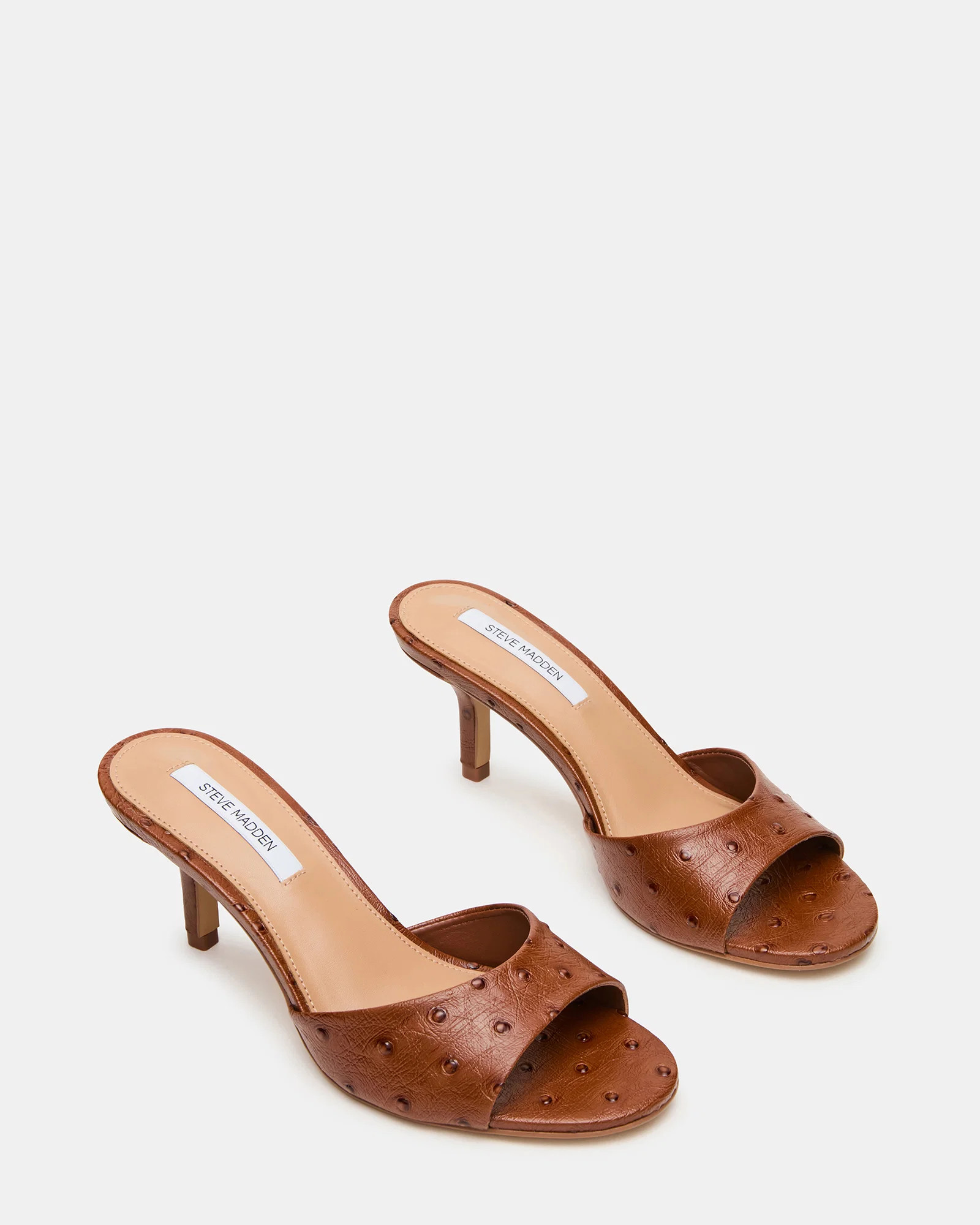 KENDRIX Ostrich Cognac Women's Mule Heel | Steve Madden (US)