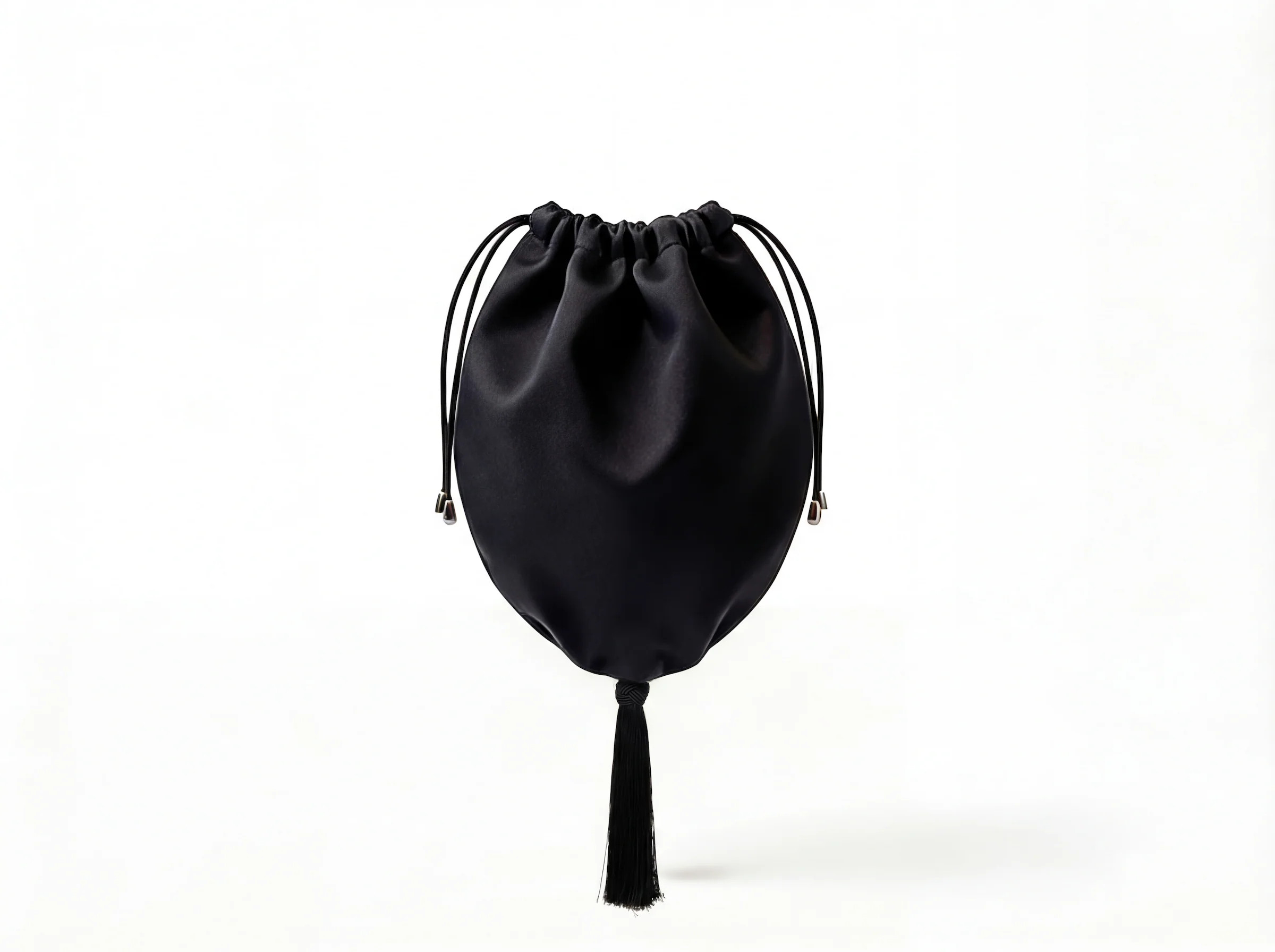 Black silk bag with silk tassel | Mari B