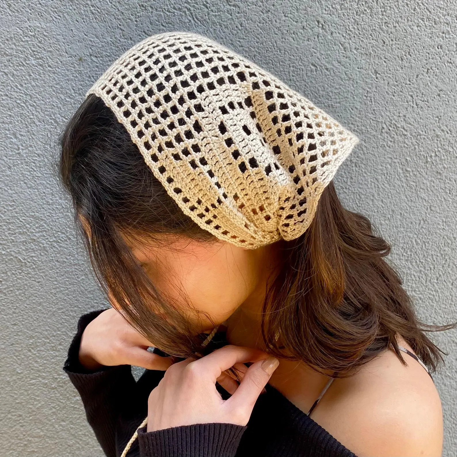 Handmade Cotton Crochet Bandana Rose Motif Lace Headscarf Boho Summer Hair Wrap | Etsy (Global)