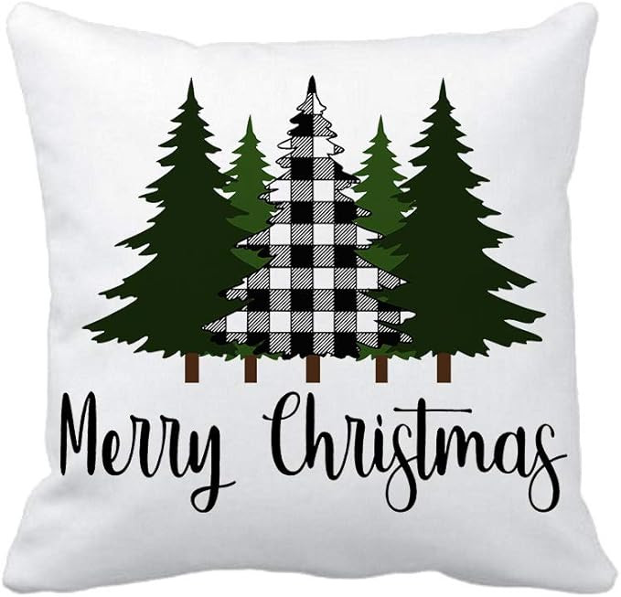 4TH Emotion Buffalo Plaid Christmas Pillow Covers 18x18 Inches for Farmhouse Christmas Decor Xmas... | Amazon (US)