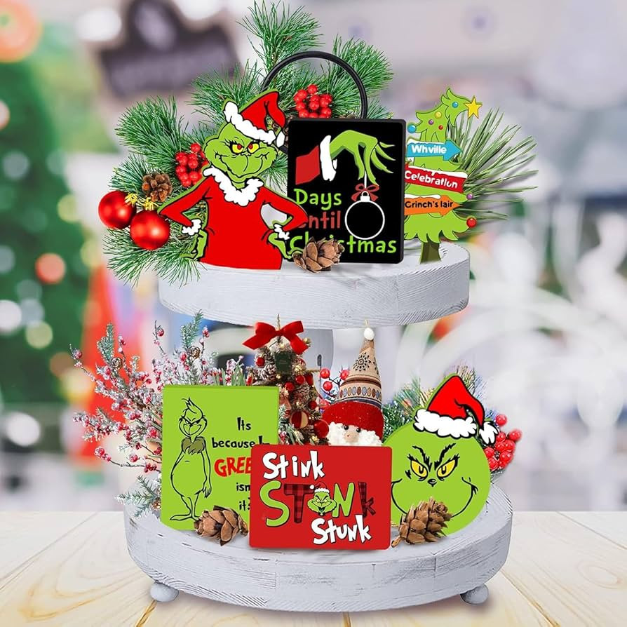 Christmas Tiered Tray Decorations - 6pcs Wooden Signs Table Centerpieces for Holiday Indoor Home ... | Amazon (US)