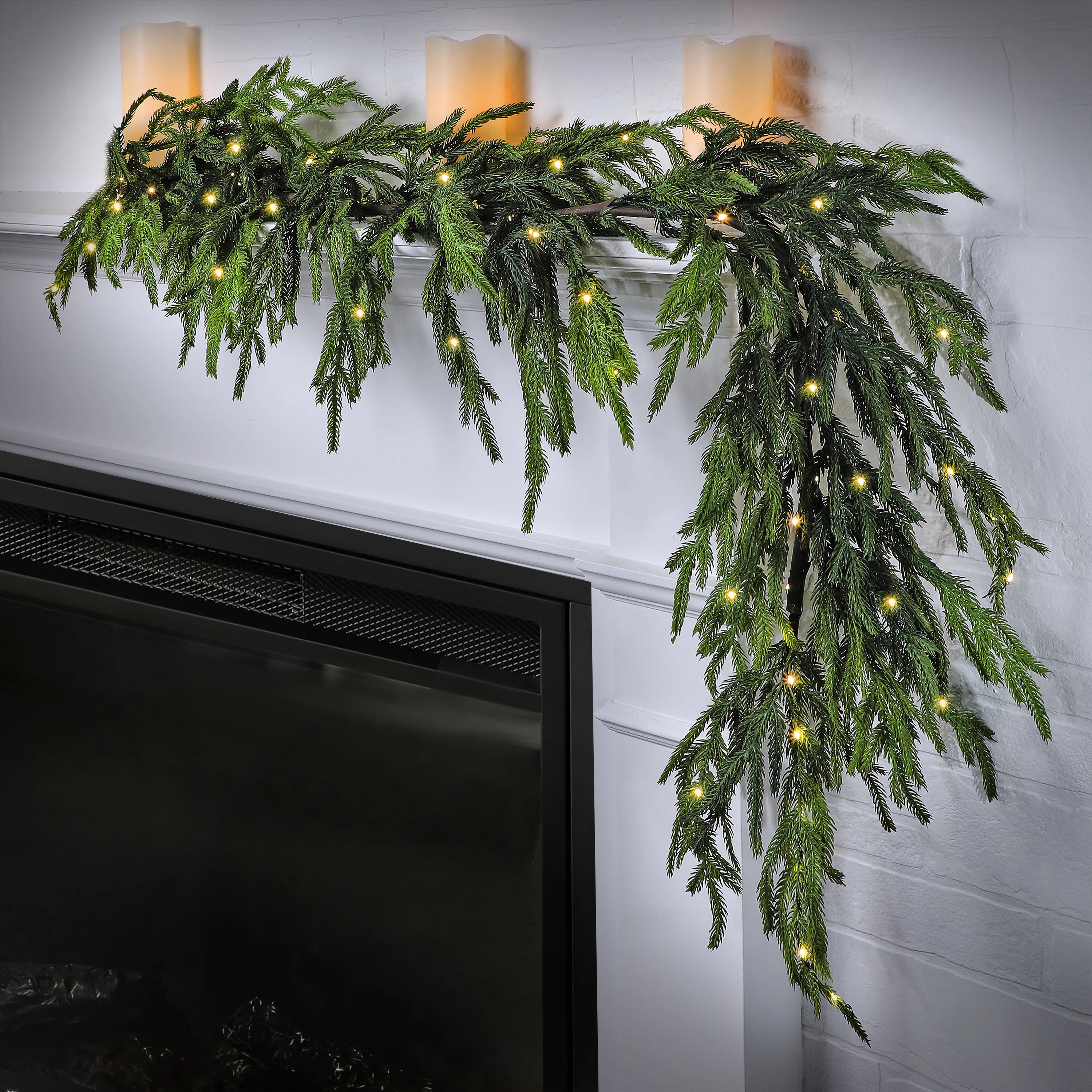60" LED Natural Touch Norfolk Pine Garland | Wayfair North America