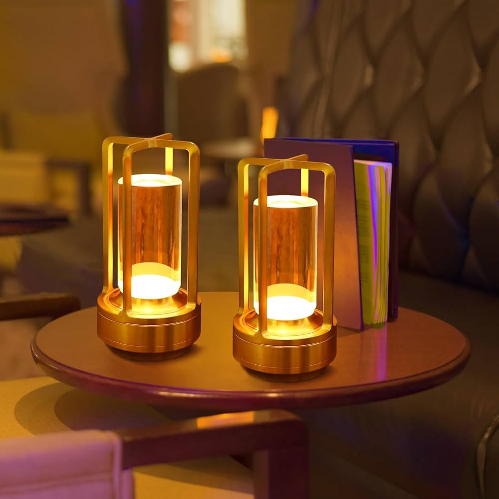 Cordless Table Lamp with Touch Sensor,Crystal Lantern Lamp,Set of 2,Rechargeable Cordless LED Lam... | Amazon (US)