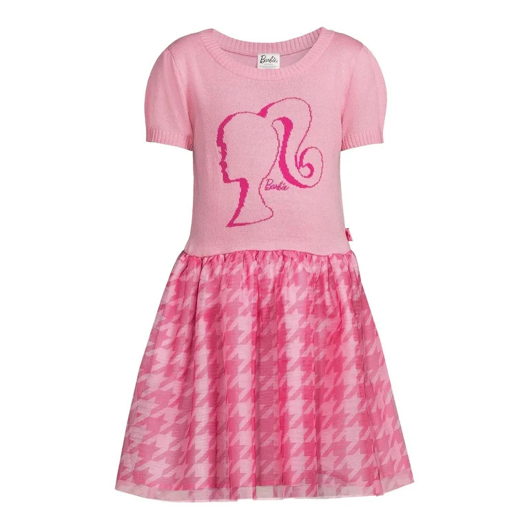 Barbie Girls Sweater Top Dress with Mesh Skirt, Sizes 4-16 | Walmart (US)