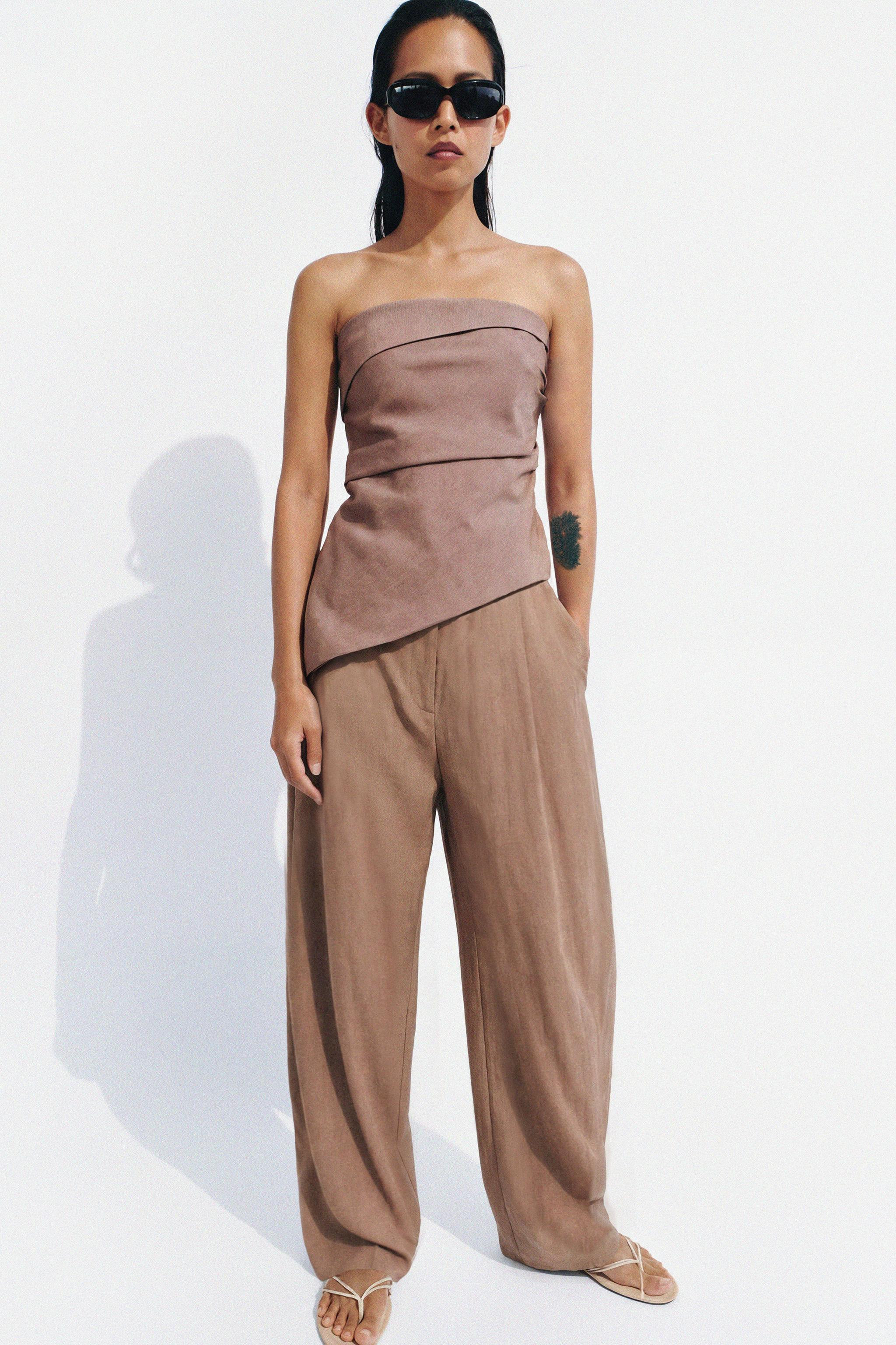 ZW COLLECTION LINEN BLEND BALLOON PANTS | Zara US