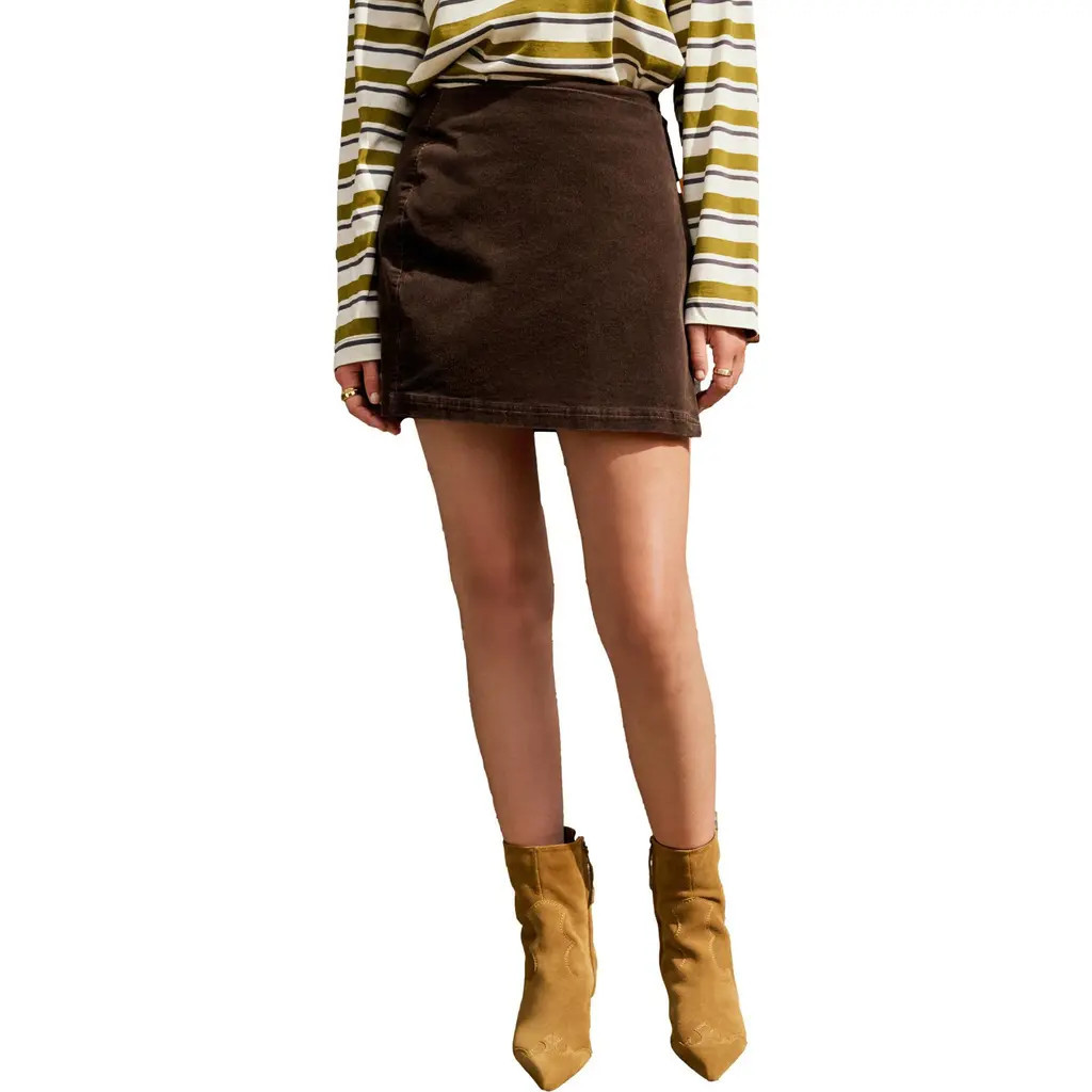 NEXT Corduroy Faux Wrap Miniskirt in Brown at Nordstrom, Size 12 Us | Nordstrom