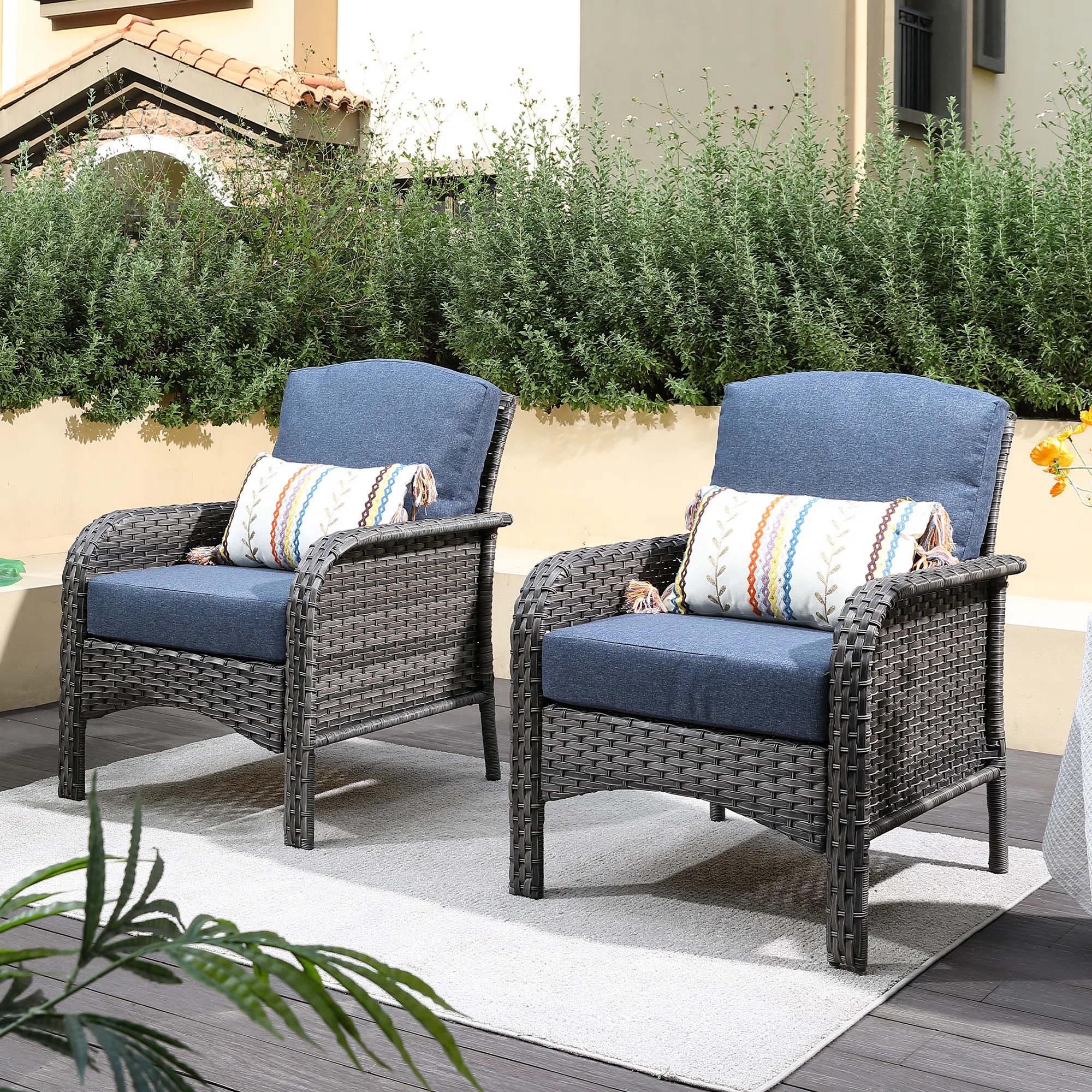 Gretna Wicker Outdoor Lounge Chair (Set of 2) | Wayfair North America