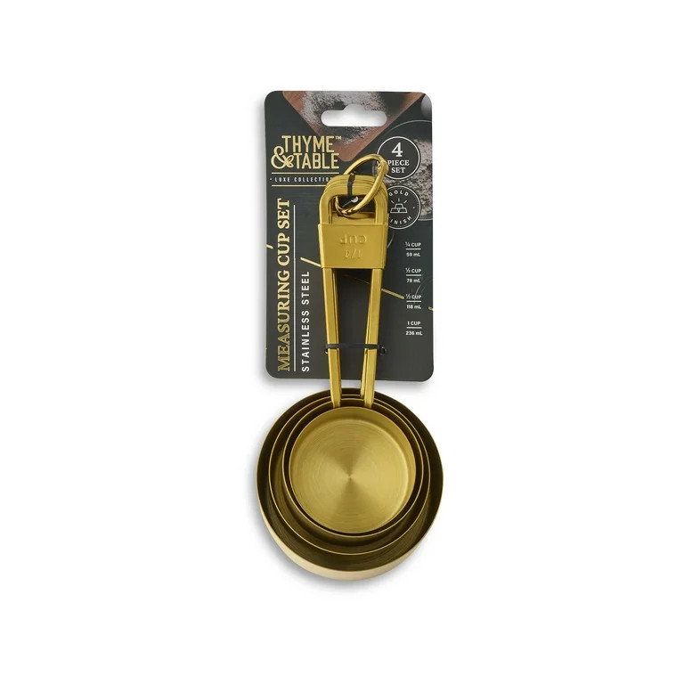 Thyme & Table 4-Piece Gold Stainless Steel Nesting Measuring Cup Set | Walmart (US)