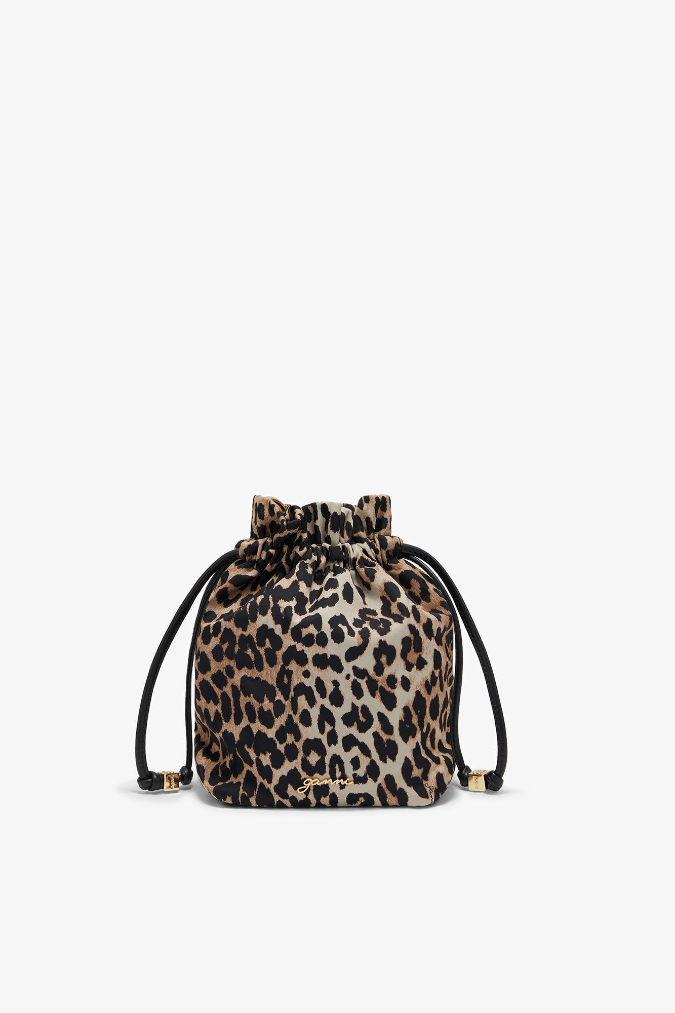 Printed Bou Bucket Pouch in Leopard | Ganni