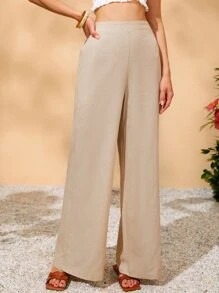 SHEIN Elastic Waist Wide Leg Pants
   SKU: sw2202215452219143      
          (201 Reviews)
     ... | SHEIN