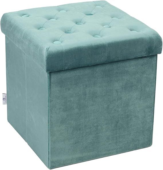 B FSOBEIIALEO Storage Ottoman Velvet Tufted Folding Ottomans Footstool Rest Seat with Removable L... | Amazon (US)