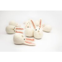 Needle Felted Bunny White Wool With Salmon Pink Ears | Etsy (US)