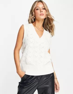 River Island pearl knitted tank sweater in cream | ASOS (Global)