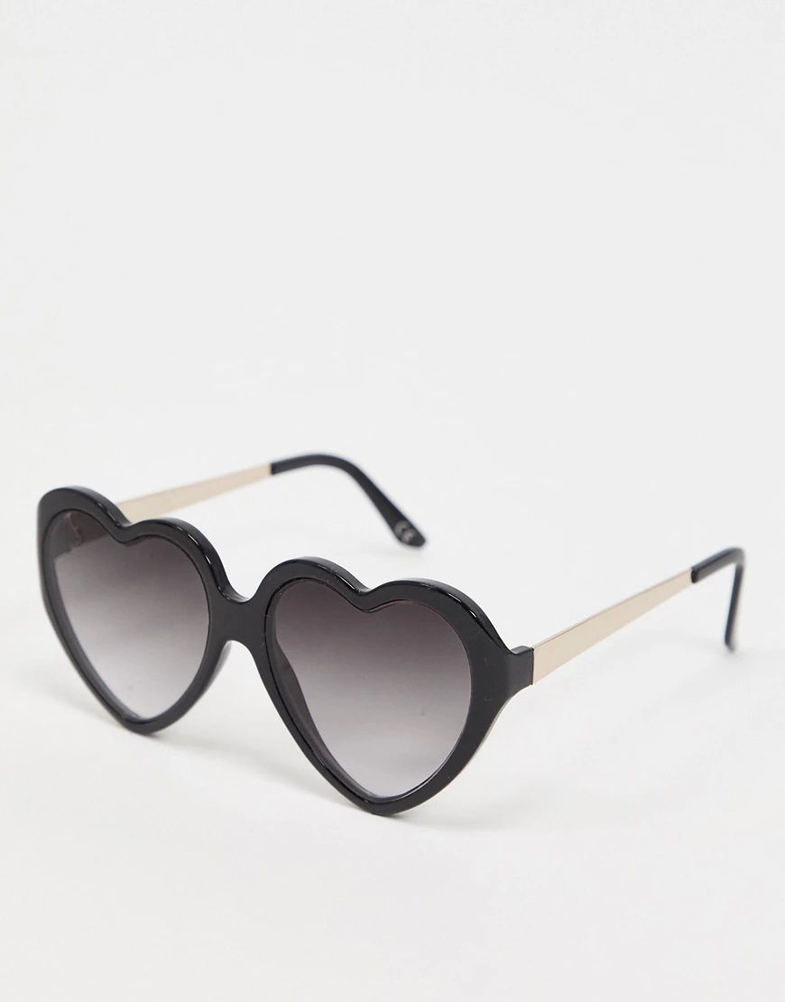 ASOS DESIGN heart sunglasses with metal arms-Black | ASOS (Global)