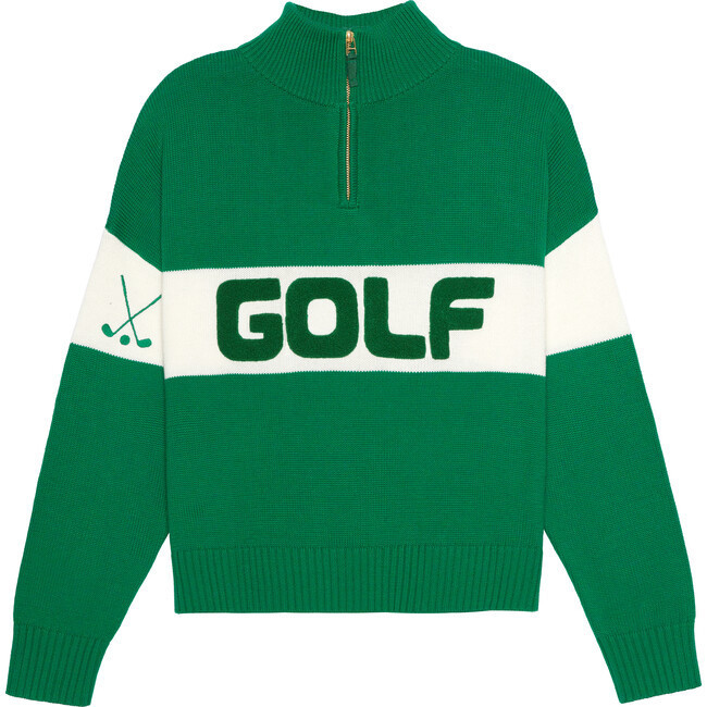 Ellsworth + Ivey | Women's Color-Block Golf Quarter-Zip Sweater, (Green, Size X-Small) | Maisonette | Maisonette