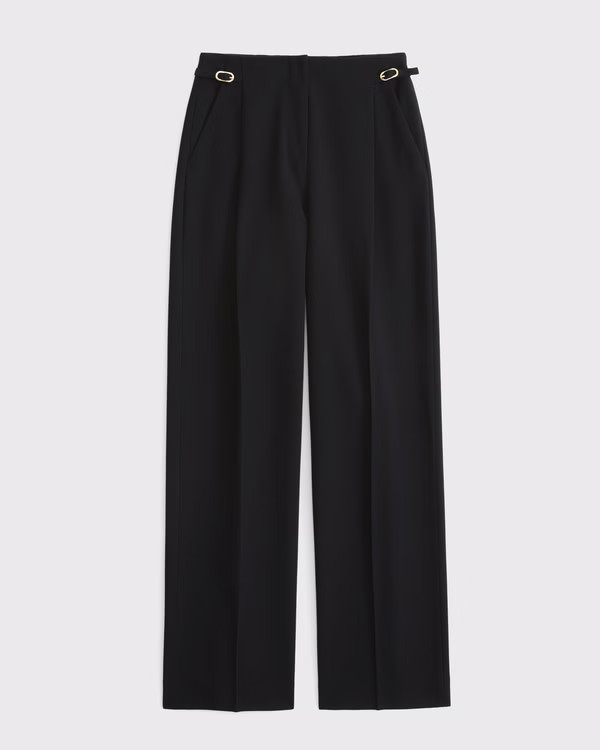 Curve Love A&F Sloane Tailored Hardware Wide Leg Pant | Abercrombie & Fitch (UK)