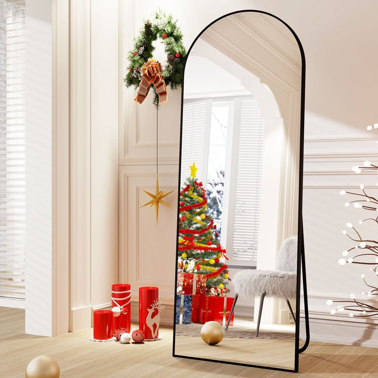 BEAUTYPEAK 64"x21" Full Length Mirror Arched Standing Floor Mirror Full Body Mirror, Black | Walmart (US)