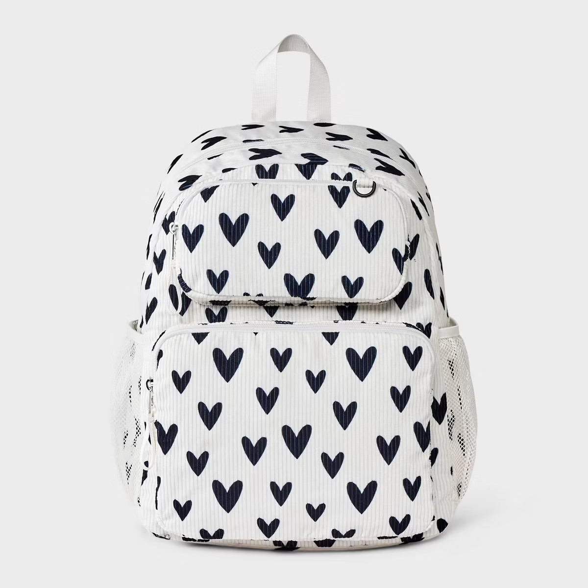 Girls' 16" Two Pocket Heart Backpack - Cat & Jack™ Black/White | Target