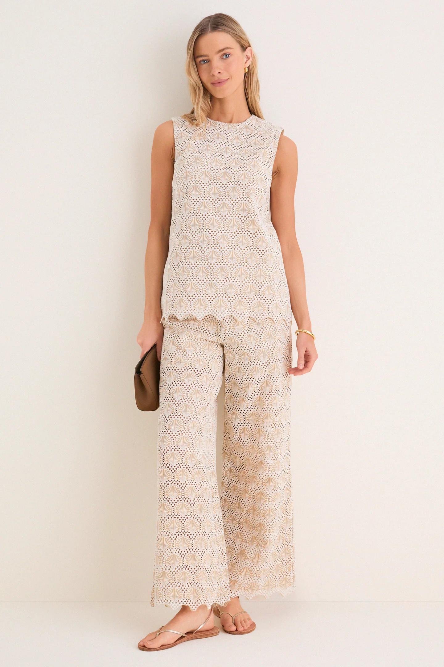 Tan Seashell Eyelet Shelly Pants | Tuckernuck (US)