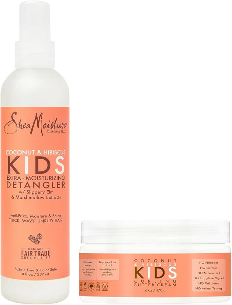 Shea Moisture Kids Curly Hair Care Set – Coconut & Hibiscus Curling Butter Cream + Extra-Moistu... | Amazon (US)