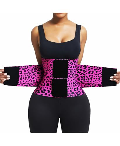 FeelinGirl Women Neoprene Waist Trainer Belt Tummy Control Waist Cincher Trimmer Waist Trainer for Women Workout Body Shaper Rose Leopard 3XL | Amazon (US)