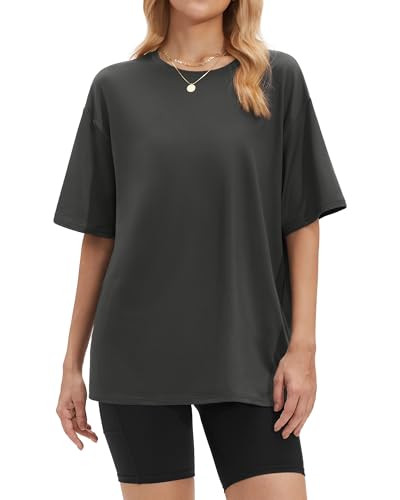 Stelle Non See Through Oversized T Shirts Women Crew Neck Short Sleeve Summer Tops Soft Basic Tee... | Amazon (US)