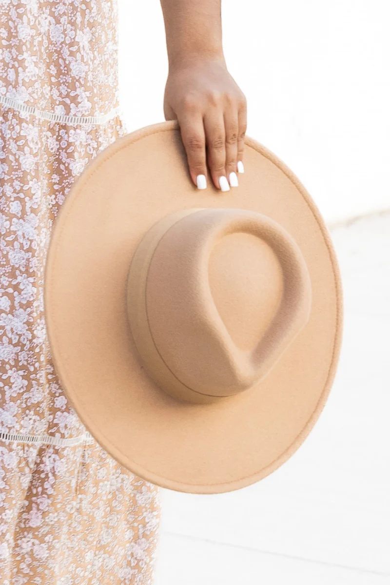 Different Time Zones Camel Wide Brim Fedora Hat FINAL SALE | Pink Lily
