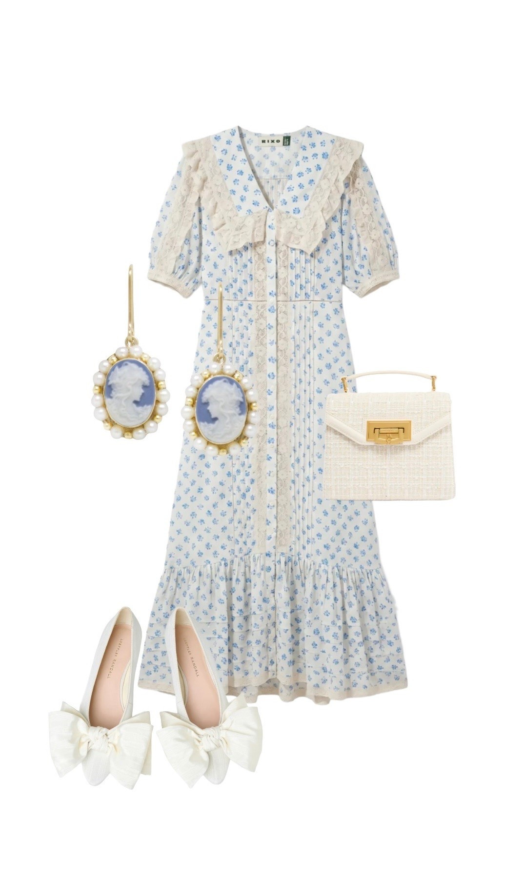 I just bought the newest version of Rixo’s sell out Edina Dress with the prettiest blue embroidery (also available in white and blue). It was totally worth having to pre-order and wait a little time - this dress is absolutely divine, with a lace trimmed collar and button front.  

It also happens to go perfectly with my Sky Blue Little Lovelies Cameo Drop Earrings handcrafted by Vintouch Italy - I bought the dress with them in mind. And then I found the perfect shoes and bag! This look would be great for any summer event, as a wedding guest look or styled up with a hat for a day at the races!

Edina Ivory Lace & Blue Embroidered Maxi Dress - Rixo (also available in White & Blue)

Sky Blue ‘Little Lovelies’ Cameo Drop Earrings - Vintouch Jewellery Italy at Wolf & Badger (Ring, Pendant Necklace also available)

Cream Boucle Mini Cheltenham Bag - Holland Cooper

Noa Cream Moiré Bow Shoes - Loeffler Randall

#LTKeurope #LTKuk #LTKwedding #LTKsummer #LTKdresses #LTKluxury
