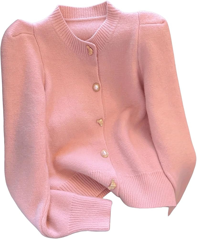 GORGLITTER Women's Pearl Cardigan Sweaters Long Sleeve Metallic Button Sweater Knit Tops | Amazon (US)