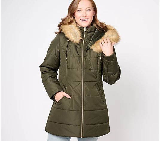 Susan Graver Water Resistant Quilted Puffer Jacket with Hood - QVC.com | QVC