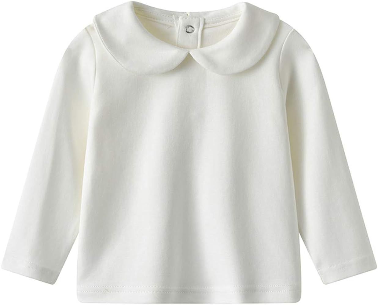 Toddler Kids Girls Boys Basic Peter Pan Collar Tee Shirt T-Shirts Tops Bottom Long Sleeve Solid B... | Amazon (US)