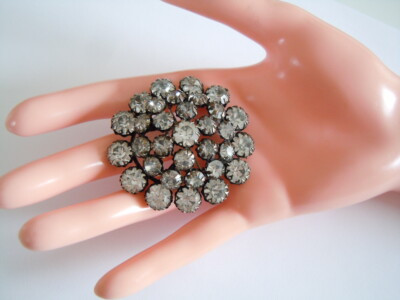 Large Round Silver Coloured Brooch With Clear Rhinestones 0.7oz / Ca.ø 2in  | eBay | eBay US