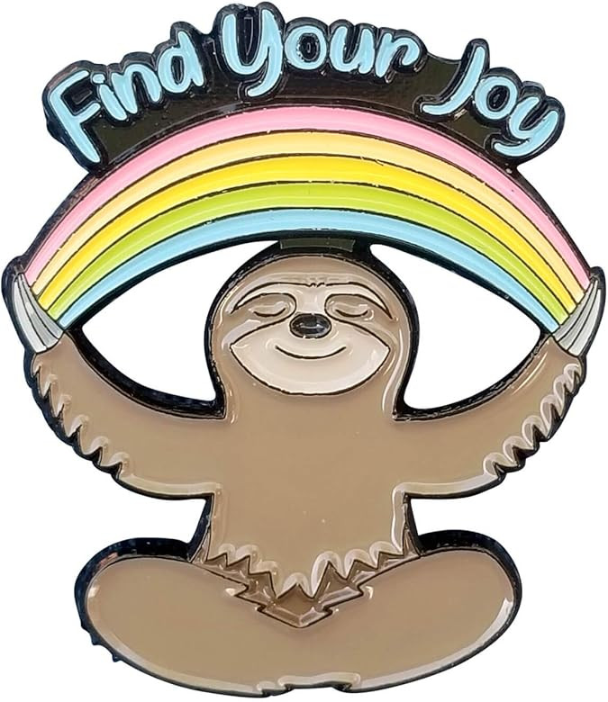 Stickeroonie Cute Sloth Premium Handmade Enamel Lapel Pin Brooch Badge- Find Joy Rainbow Meditati... | Amazon (US)