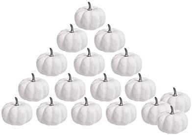 White Foam 2 Inch Mini Pumpkins for Decorating - 16PCS Small Plastic Pumpkins Bulk for Fall Decor... | Amazon (US)