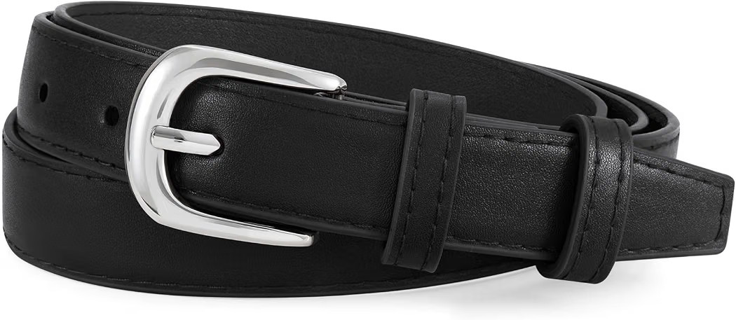XZQTIVE Casual Leather Thin Belt for Women Fashion Ladies Waist Dress Belt for Jeans Pants with S... | Amazon (US)