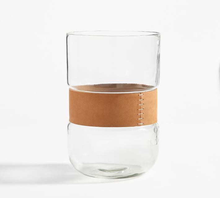 Saddle Faux Leather Hurricane Candleholders | Pottery Barn | Pottery Barn (US)