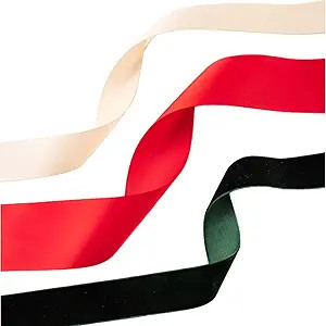 Christmas Gift Wrapping Ribbon Set, 3 Rolls, 60 Yards Total, Red Satin, Dark Green Velvet and Cre... | Amazon (US)